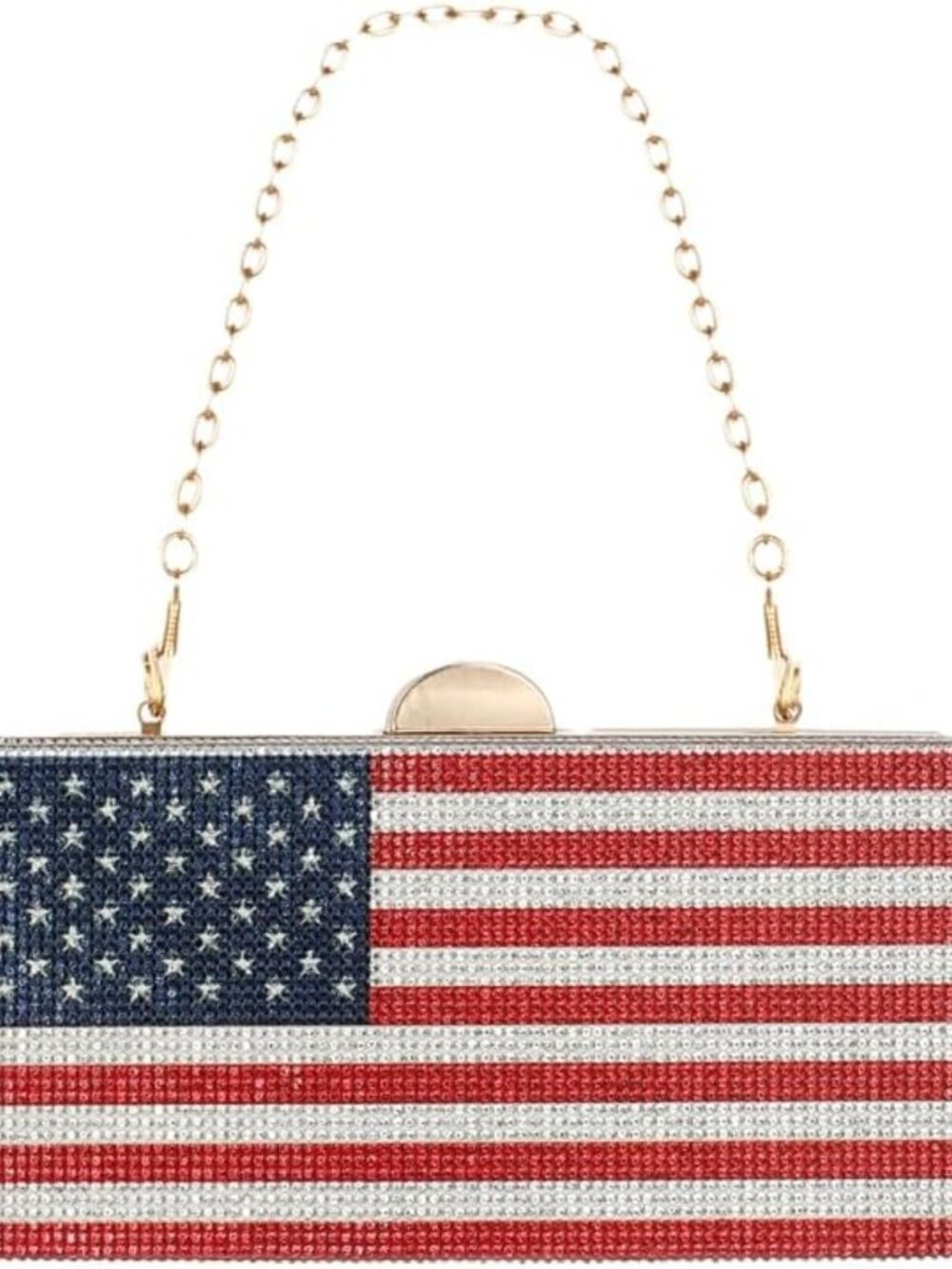 Patriotic Rhinestone Crossbody Purse - Women's Red White Blue Evening Clutch Bag